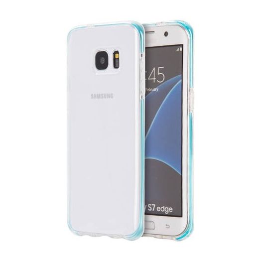Samsung Galaxy S7 edge Bumper Hybrid Case Ultra-Thin Clear/Teal Inner Frame