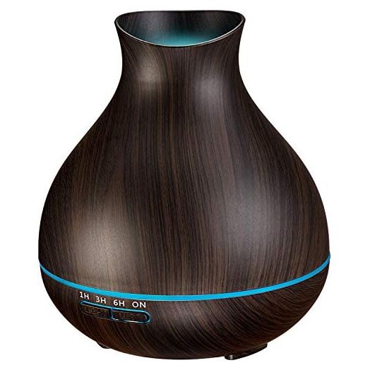 Aromatherapy Essential Oil Diffuser Humidifier 550ml 12 Hours High Mist Output for Large Room, Home, Waterless Auto-Off, 7 Color LED Lights Wood Grain Cool Mist Humidifier Ultrasonic Diffusers