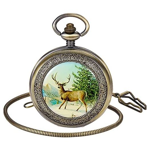 Classic Copper Design Hand Winding Mechanical Roman Number Steampunk Pocket Watch Mens Watches with Chain&Box