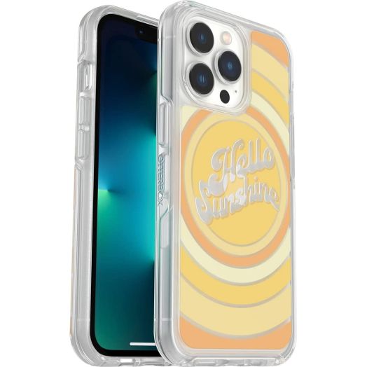 OtterBox SYMMETRY SERIES iPhone 13 Pro Case - Non-Retail Packaging - Hello Sunshine Clear and Orange Graphic Design, Apple Phonecase, Slim Fit, Raised Screen Bumper, MagSafe Wireless Charging