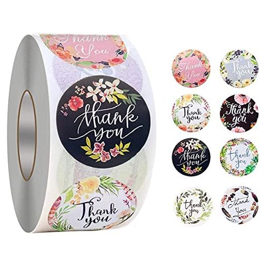 500pcs 1.5'' Thank You Stickers 8 Floral Designs of Thank You Label Stickers for Greeting Cards Flower Bouquets Self-Adhesive Labels for Gift Wraps Tags Mailers Bag - (Floral, 1.5 in)