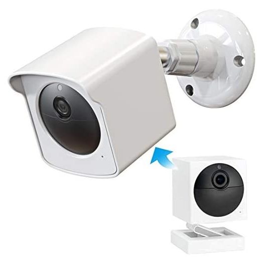PEF Mount for Wyze Cam Outdoor, Weatherproof Protective Cover and 360 Degree Adjustable Wall Mount for Wyze Camera Outdoor Indoor Wire-Free Smart Home Camera System (White, 1 Pack)