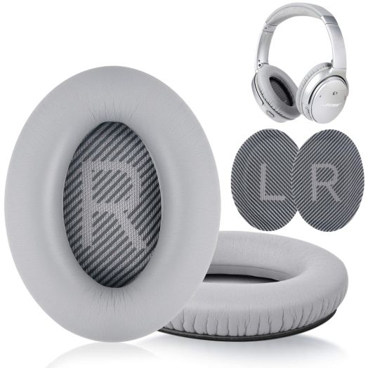 Replacement Ear Pads for Bose Quiet Comfort 35 Ear Cushion Kit Compatible with Bose QC 35/35 II Headphones Made of Protein Leather Memory Foam (Grey)