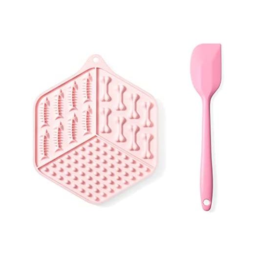 Caflower Lick Mat for Dogs ,Cats Lick Mat with Strong Suction Cups,Food Grade Silicone Mat with Spatula,Dog Lick Mat Reduce Dog&Cats Anxiety and Boredom…