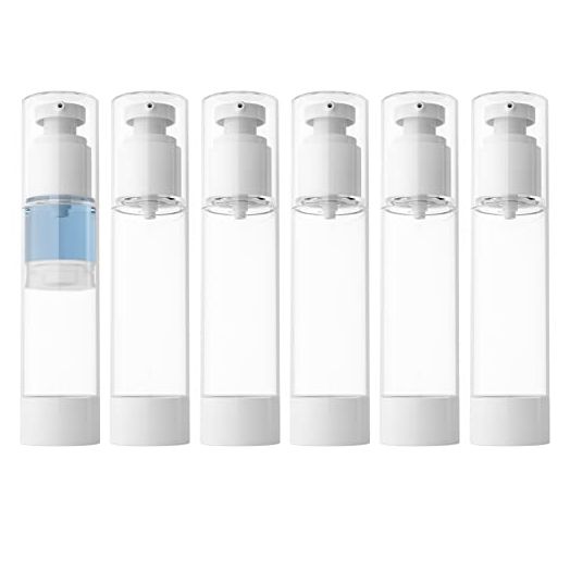 LONGWAY Clear Airless Cosmetic Cream Pump Bottle 3.4 Oz 100ml (Pack of 6)