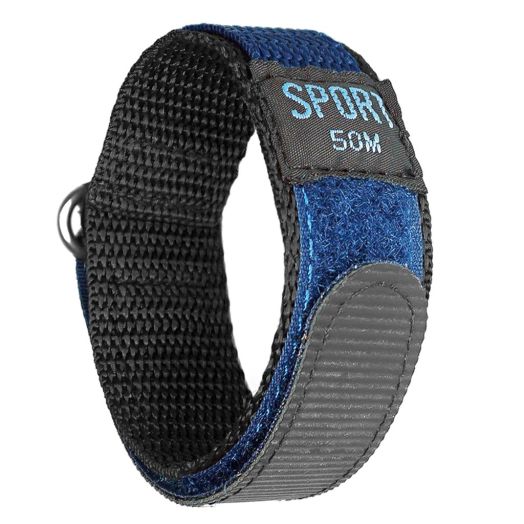 IVAPPON Hook Loop Sport Watch Strap 20mm Nylon Straps Blue Fastening Watchband (20mm, Regular Length, Blue(Silver Stainless Steel Buckle))