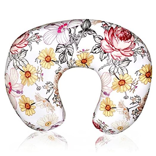 Floral Nursing Pillow Cover, Breastfeeding Pillow Slipcover for Baby Girls, Soft Snug Fits On Newborn Feeding Pillow