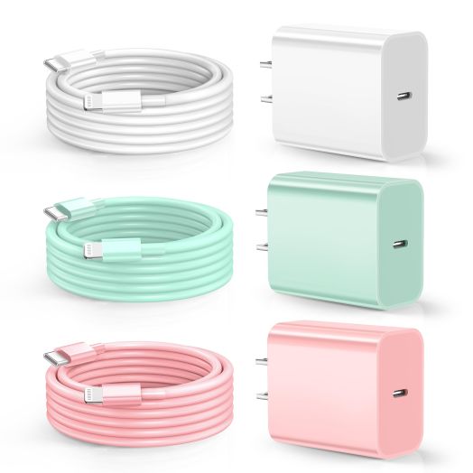 for Phone Charger Fast Charging, 20W USB C Wall Charger with 3Pack 6FT USB C to Lightning Cable, Phone Cable Fast Charging Compatible with Phone 14/13/12/12 Pro Max/11/Xs Max/XR