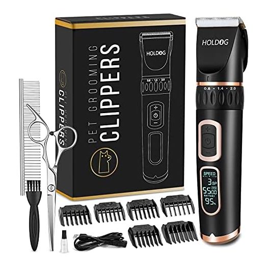 Dog Clippers Professional Heavy Duty Grooming Clipper 3-Speed Low Noise High Power Rechargeable Cordless Pet Tools for Small & Large Dogs Cats Pets with Thick Coats