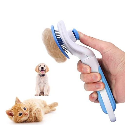 Cat Brush, Shedding and Grooming Tool Self Cleaning Slicker Brushes for Removes Loose Undercoat, Mats and Tangled Hair Grooming Comb for Cats Dogs Brush Comb Massage-Self Cleaning