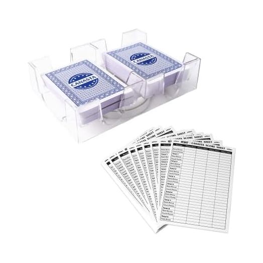 GSE Canasta Cards Game Set, Includes 2 Decks Canasta Playing Cards with Point Values, a Revolving Card Tray