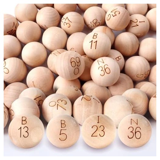 GSE 7/8-Inch Bingo Balls, Solid Wooden Replacement Bingo Game Balls for Parties, Bingo Nights, Prize Raffles