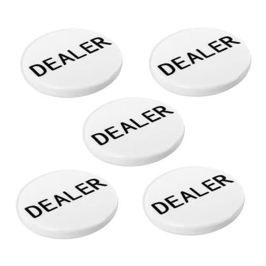 GSE Games & Sports Expert 2-Inch Dealer Button, Set of 5 Professional Casino Texas Hold‘em Poker Game Dealer Puck for Gambling Card Games