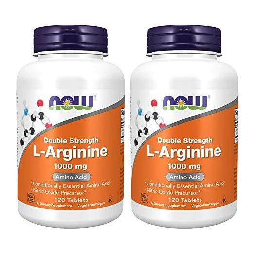 Now Foods Arginine 1000mg, 120 tabs (Pack of 2)