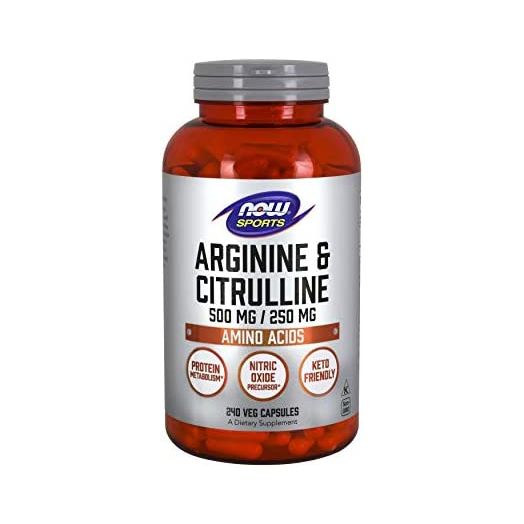 NOW Sports Nutrition, Arginine & Citrulline 500 mg/ 250 mg, Amino Acids, 240 Veg Capsules