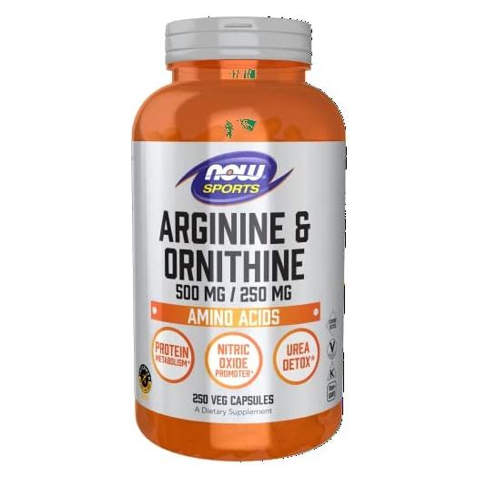 NOW Sports Nutrition, Arginine & Ornithine 500/250 mg, Amino Acids, 250 Veg Capsules