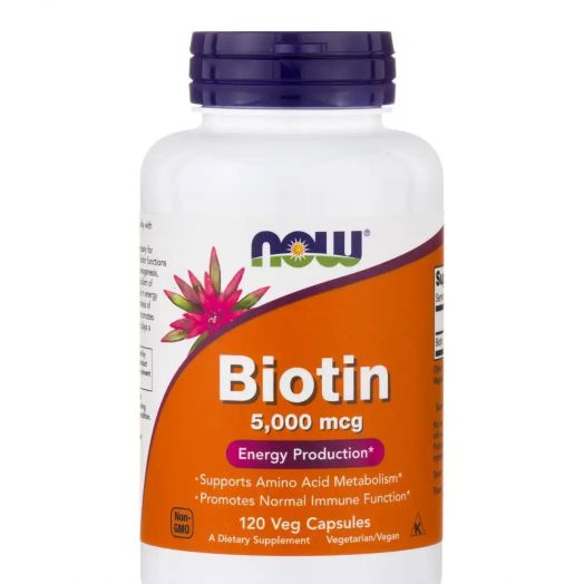 NOW Biotin 5000 mcg - 120 Vegetarian Capsules