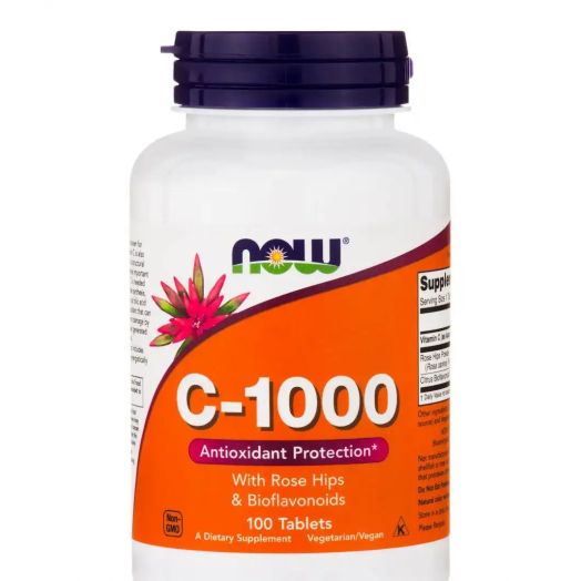 NOW C-1000 with Rose Hips & Bioflavonoids - 100 Tablets