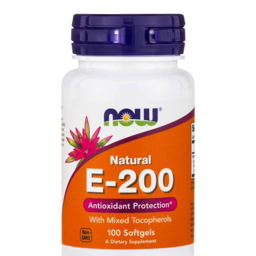 NOW Natural E-200 with Mixed Tocopherols - 100 Softgels