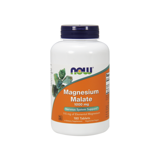 NOW Magnesium Malate Nervous System Support, 1000 mg, 180 Ct
