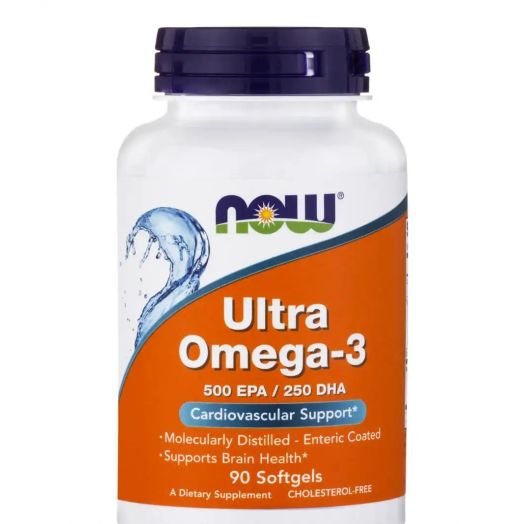 NOW Ultra Omega 3 (Molecularly Distilled & Enteric Coated) (500 EPA / 250 DHA) - 90 Softgels