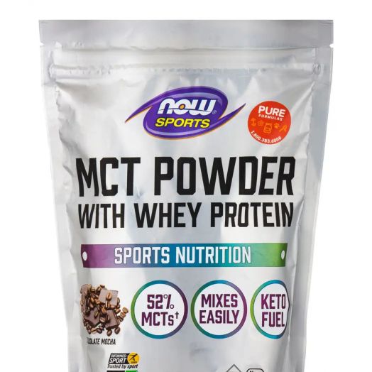 NOW Sports - MCT Powder with Whey Protein, Chocolate Mocha - 1 lb (454 Grams)