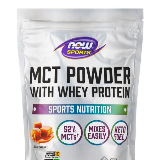 NOW Sports - MCT Powder with Whey Protein, Salted Caramel - 1 lb (454 Grams)
