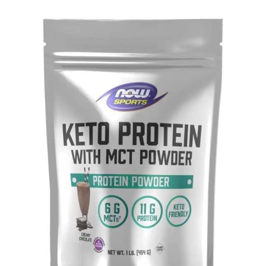 NOW Sports - Keto Protein with MCT Powder, Creamy Chocolate - 1 lb (454 Grams)