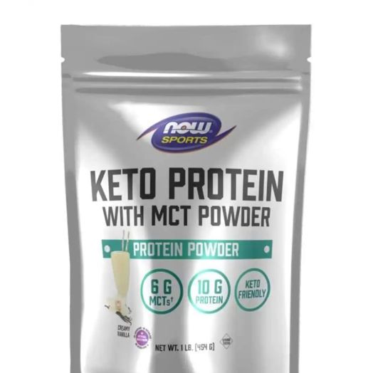 NOW Sports - Keto Protein with MCT Powder, Creamy Vanilla - 1 lb (454 Grams)