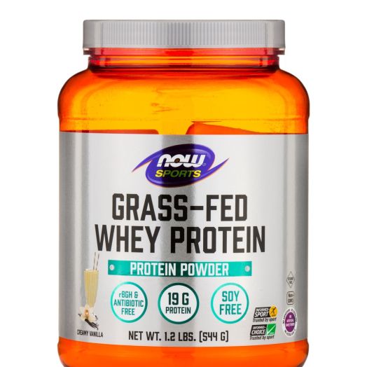NOW Sports - Grass-Fed Whey Protein Concentrate, Creamy Vanilla - 1.2 lbs (544 Grams)