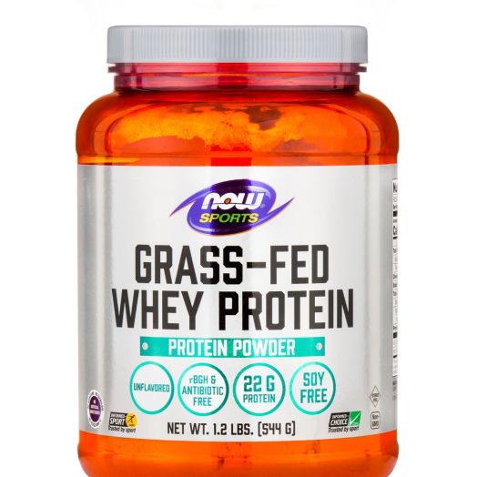 NOW Sports - Grass-Fed Whey Protein Concentrate, Natural Unflavored - 1.2 lbs (544 Grams)