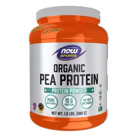 NOW Sports Nutrition, Certified Organic Pea Protein 15 Grams, Unflavored Powder, 1.5-Pound