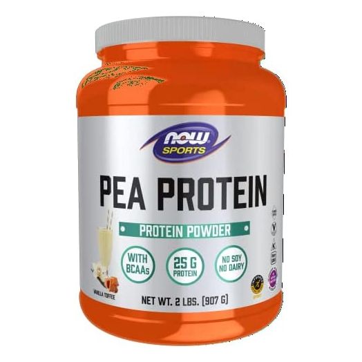 NOW Sports Nutrition, Pea Protein 25 g With BCAAs, Easily Digested, Vanilla Toffee Powder, 2-Pound
