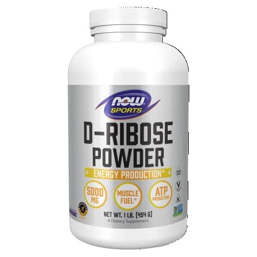NOW Sports Nutrition, D-Ribose Powder 5000 mg, Certified Non-GMO, Energy Production*, 16-Ounce
