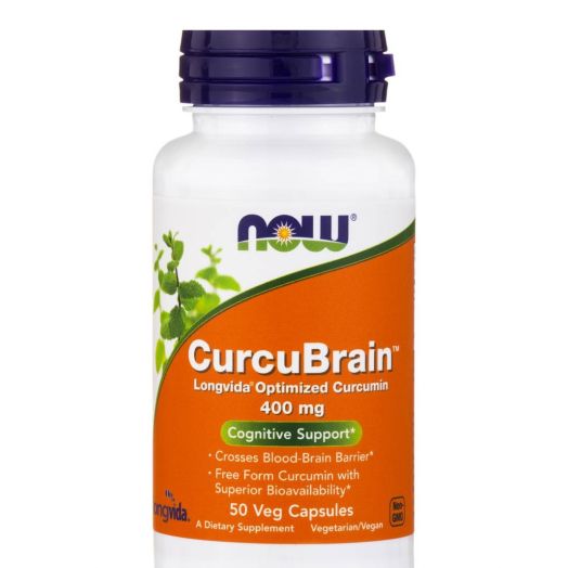 NOW CurcuBrain Cognitive Support Optimized Curcumin 400 mg - 50 Veg Capsules