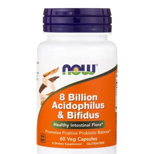 NOW 8 Billion Acidophilus & Bifidus - 60 Veg Capsules