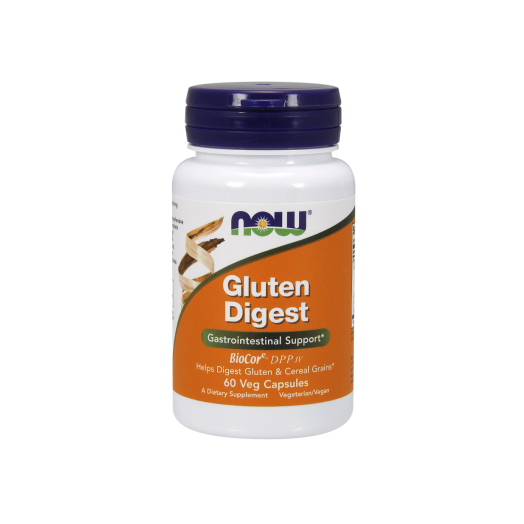 NOW Gluten Digest Enzymes Vegetable Capsules, 60 Ct