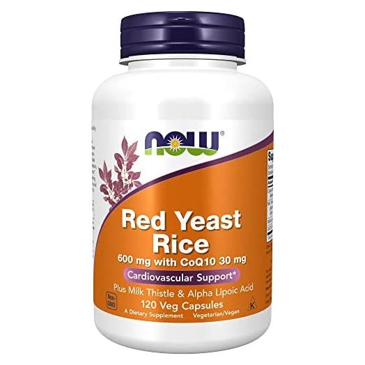 NOW Supplements, Red Yeast Rice with CoQ10, plus Milk Thistle & Alpha Lipoic Acid, 120 Veg Capsules