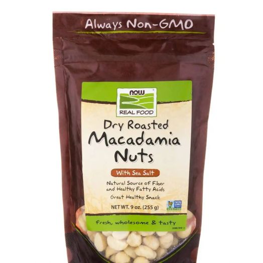 NOW Real Food - Macadamia Nuts with sea Salt, Dry Roasted - 9 oz (255 Grams)