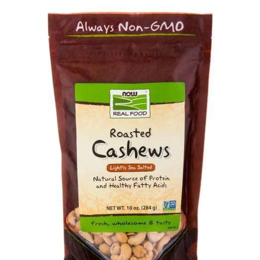 NOW Real Food - Cashews (Roasted & Lightly Sea Salted) - 10 oz (284 Grams)