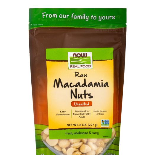 NOW Real Food - Raw Macadamia Nuts, Unsalted - 8 oz (227 Grams)