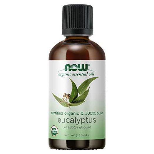 NOW Essential Oils, Organic Eucalyptus Globulus Oil, Clarifying Aromatherapy Scent, Steam Distilled, 100% Pure, Vegan, Child Resistant Cap, 4-Ounce