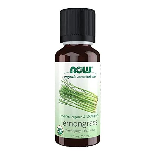 NOW Essential Oils, Organic Lemongrass Oil, Uplifting Aromatherapy Scent, Steam Distilled, 100% Pure, Vegan, Child Resistant Cap, 1-Ounce