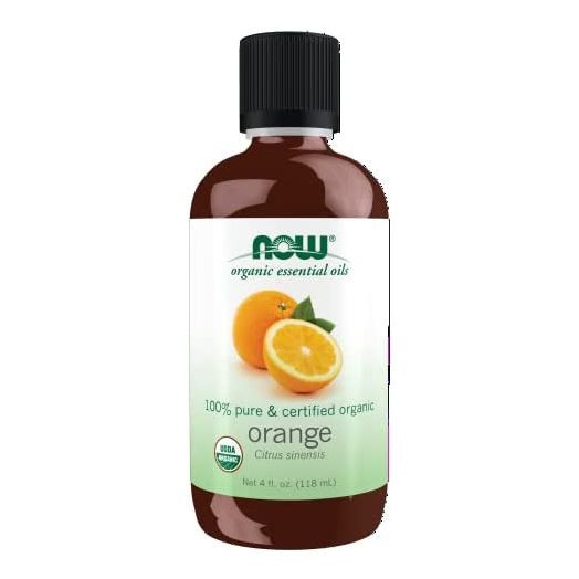 NOW Essential Oils, Organic Orange Oil, Uplifting Aromatherapy Scent, Cold Pressed, 100% Pure, Vegan, Child Resistant Cap, 4-Ounce