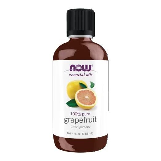 NOW Essential Oils, Grapefruit Oil, Sweet Citrus Aromatherapy Scent, Cold Pressed, 100% Pure, Vegan, Child Resistant Cap, 4-Ounce