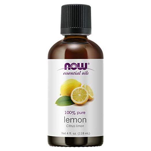 NOW Essential Oils, Lemon Oil, Cheerful Aromatherapy Scent, Cold Pressed, 100% Pure, Vegan, Child Resistant Cap, 4-Ounce