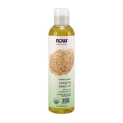 NOW Solutions, Organic Sesame Seed Oil, 100% Pure Moisturizing Oil for Skin and Hair, with Vitamins, Minerals and Phytonutrients, 8-Ounce