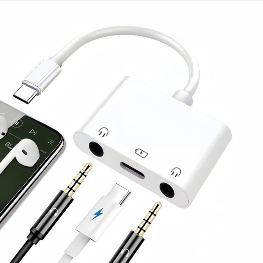 USB C to 3.5mm Headphone Splitter and Charger Adapter for iPhone 15/iPad Pro, 3 in 1 USB C to Dual Earphone Jack with PD Fast Charging Dongle Compatible with Samsung Galaxy/Google Pixel and More