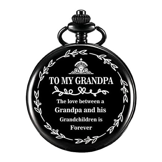 YEEHUA Gifts for Grandpa from Grandson Granddaughter Engraved Pocket Watch Birthday Anniversary Meaningful Year Gifts,Fathers Day Gifts for Grandpa(PXI001-3)