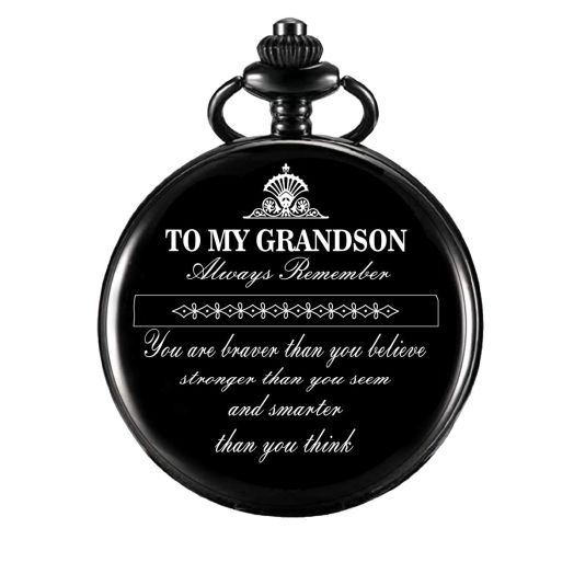 Gifts for Grandson Engraved Pocket Watch Birthday Anniversary Meaningful Year Gifts for Men PXI002-4
